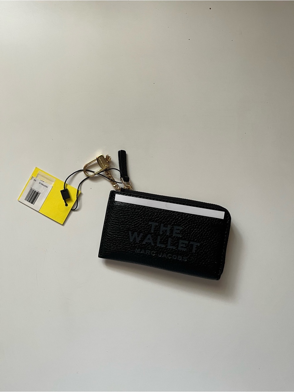 Marc Jacobs Black Pebbled Leather Zip Card Wallet with Key Fob